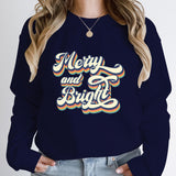 New Christmas Merry And Bright Print Pullovers Women Fashion