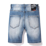 DSQ2 Short Jeans Ripped Patch Slim-fit Stretch Denim Shorts