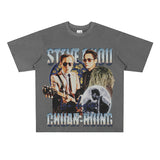 Film Star T Shirt Loose Heavy Retro Street Cotton American T-shirt Men and Women