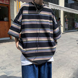 Mariner Shirt Striped Short Sleeve Men's Summer Versatile Loose Hong Kong Style T-shirt Ins Trendy