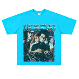 Film Star T Shirt Edward Short Sleeve Loose Retro American Street T-shirt Men and Women