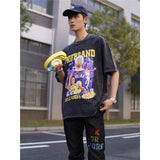 Basket Ball Star T Shirt Washed Worn-out Kelkuzma Short-Sleeved Printed T-shirt Vintage Pure Cotton