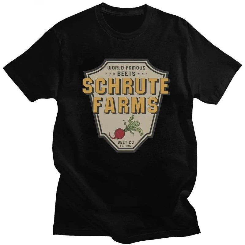 Fashion Male Dwight Schrute Farms T Shirt Short Sleeve