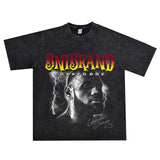 Basket Ball Star T Shirt Lebron James Washed Distressed Street American T-Shirt Loose