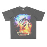 Film Star T Shirt Horror Movie Distressed Fierce Ghost Street Pure Cotton Loose Short Sleeve Trendy Heavy T-shirt Men