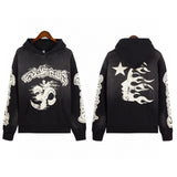 Mens trendy Hoodie & Pants Wash water do old print casual hoodie sweatpants