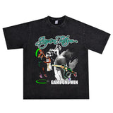 Basket Ball Star T Shirt Jayson Tatum Washed Distressed Printed T-Shirt Loose Retro Short Sleeve