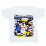 Basket Ball Star T Shirt Basketball Paul George Washed Distressed Printed T-Shirt Vintage Cotton Short Sleeve