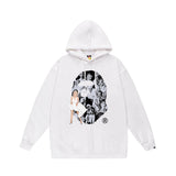 Bathing Ape Hoodie Autumn/Winter Letter Print Loose Hoodie Pullover Ape Sweater