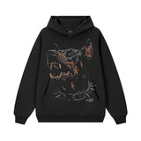 Vintage Hoodie Hellhound Printed Hooded Printed Crew Neck Sweater Trendy Brand
