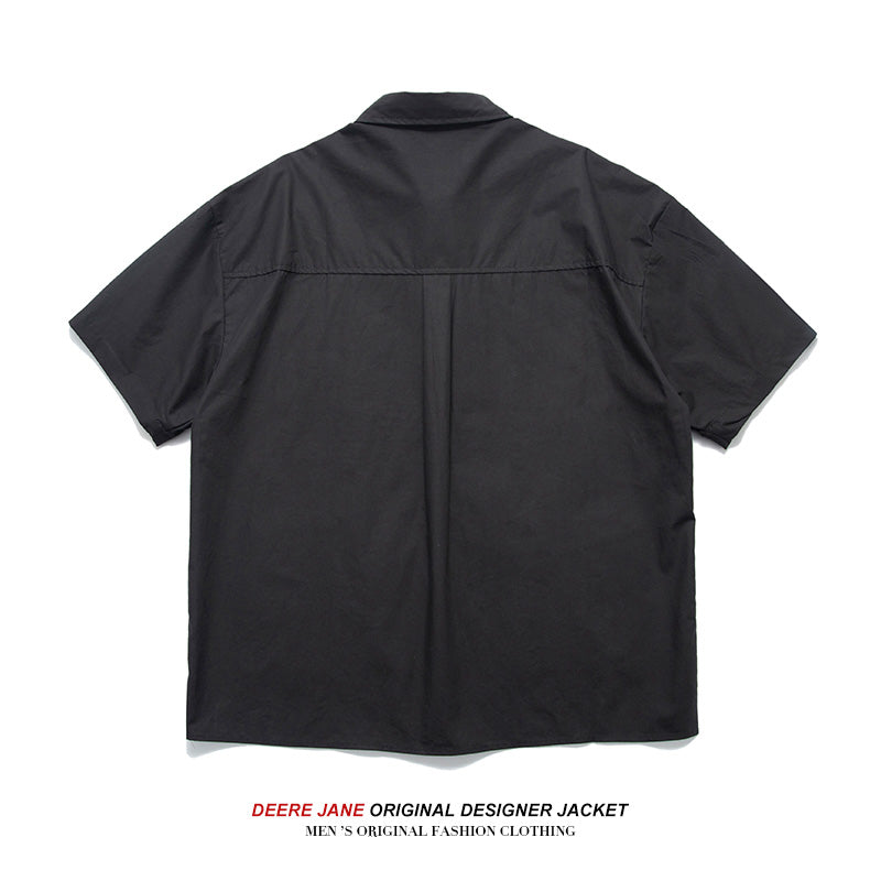 Men Shirts Summer Short Sleeve Shirt Men's Loose Shirt Coat