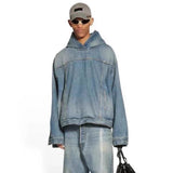 MIJKO Mens Jacket Distress Unisex Blue Mainstream Fashion Jacket