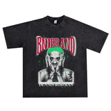 Film Star T Shirt Washed Old American Round Neck Loose T-Shirt Retro Short Sleeve