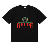 Rhude T Shirt Sailing Letter Coconut Logo Short Sleeve T-Shirt