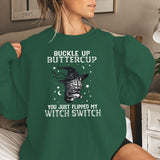 Halloween Cat Buckle Up Butter Cup Print Pullover For Women