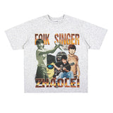 Film Star T Shirt Loose American Retro Street round Neck T-shirt Men and Women