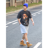 Basket Ball Star T Shirt Lebron James Washed Distressed Street American T-Shirt Loose