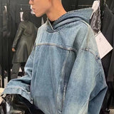 MIJKO Mens Jacket Distress Unisex Blue Mainstream Fashion Jacket