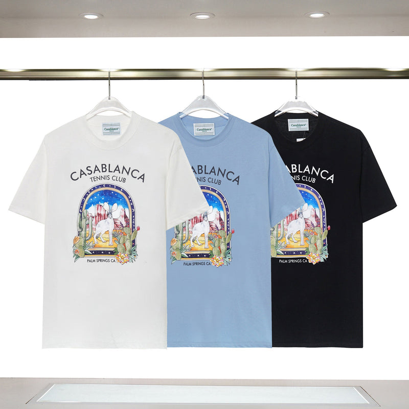 Casablanca T Shirts Animal Print Hip Hop Casual Short Sleeves