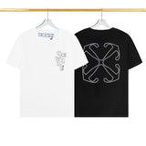 Off White T Shirts OW Mechanical Letter Pattern Crew Neck Pullover Short Sleeves