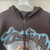 Mixed Emotion hoodie Hot Diamond Zip Cardigan Sweater Jacket