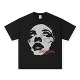 Vintage T-shirts American Street Print Short Sleeve T-Shirt Washed Old T-Shirt