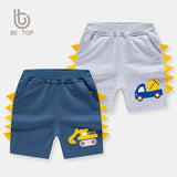 Boy Shorts Summer Children's Cartoon Three-Dimensional Shorts Embroidered Excavator Knitted Boys' Cropped Pants