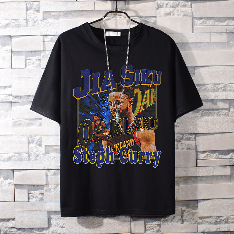 Basketball Sports T Shirt Curry Basketball Sports Loose Student All-Match Short-Sleeved T-Shirt Men