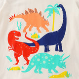 Boy T Shirt Children's Summer Clothing T-shirt Children's Short Sleeve T-shirt Knitted Cotton Dinosaur Printed Top