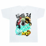 Basket Ball Star T Shirt Washed Distressed Printed T-Shirt Short Sleeve Loose Retro Cotton