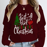 Just A Girl Who Loves Christmas Print Pullovers Women