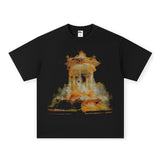 Vintage T-shirts Fantasy Amusement Park Printed Washed Old Printed Short Sleeve T-Shirt