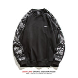 Men Pullover Hoodie Spring Patchwork round Neck Spring and Autumn Japanese Style Loose Top