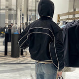 MIJKO Mens Jacket Zip Embellished Mainstream Fashion Cotton Jacket