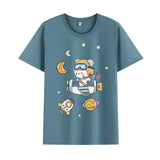 Basketball Sports T Shirt Short Sleeve T-Shirt Male Astronaut Loose Student