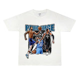Basket Ball Star T Shirt Basketball Paul George Washed Distressed Printed T-Shirt Vintage Cotton Short Sleeve