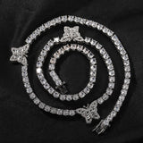 Chains Hip Hop Butterfly Tennis Chain Fashion Collarbone Chain Copper Zirconium Spectrum