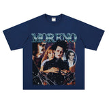 Film Star T Shirt Edward Short Sleeve Loose Retro American Street T-shirt Men and Women
