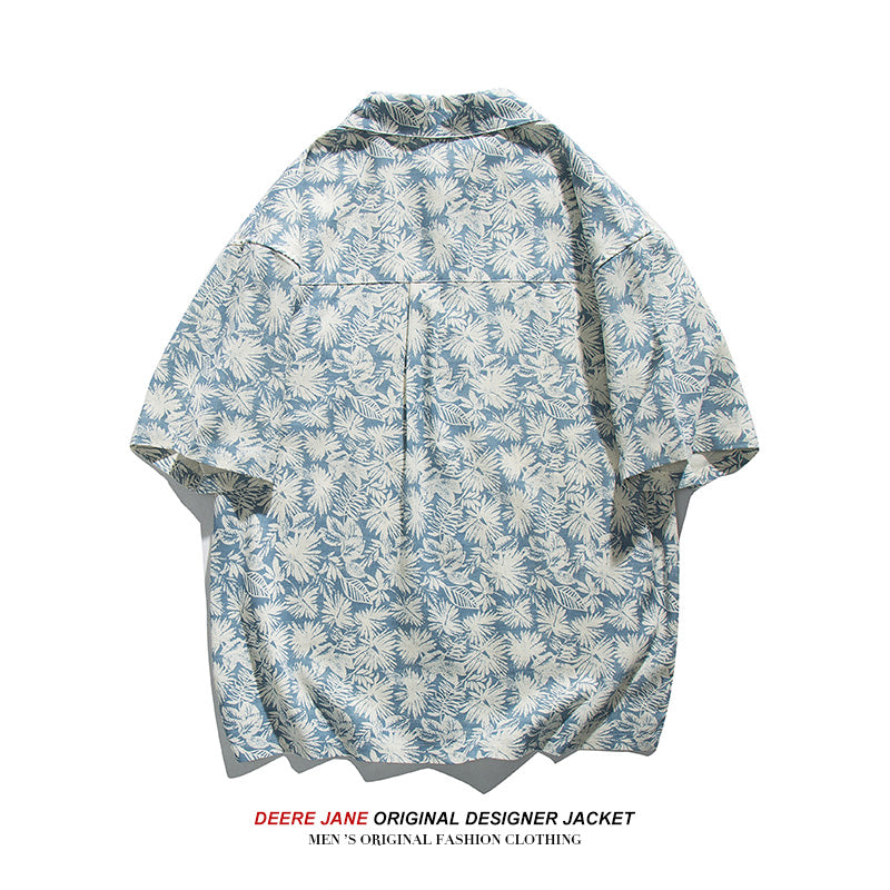 Men Shirts Summer Short Sleeve Printed Shirt Men's Casual