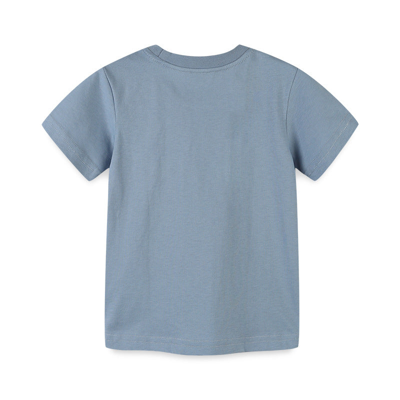 Boy T Shirt Children's Short-Sleeved T-shirt Summer Knitted Cotton Boys T-shirt Cartoon Print Fashion