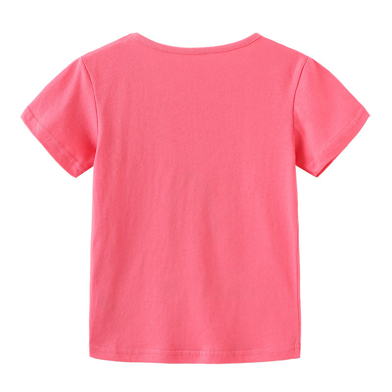 Boy T Shirt Girls' T-shirt European and American Style Fashion Children's Short Sleeve Bottoming Shirt Knitted Cotton round Neck