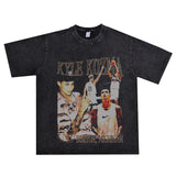 Basket Ball Star T Shirt Washed Worn-out Kelkuzma Short-Sleeved Printed T-shirt Vintage Pure Cotton