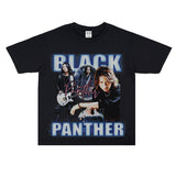 Film Star T Shirt Rock Music Black Panther Band Loose Retro Street Cotton T-shirt Men and Women