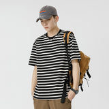 Mariner Shirt Women Haipeng Cloud Casual T-shirt Men's Summer Stripes round Neck Short Sleeve