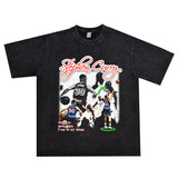 Basket Ball Star T Shirt Basketball Stephen Curry Washed Distressed Printed T-Shirt Short Sleeve Retro Pure Cotton