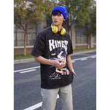 Basket Ball Star T Shirt Jason Williams Basketball Washed Distressed Printed American Retro T-shirt for Men