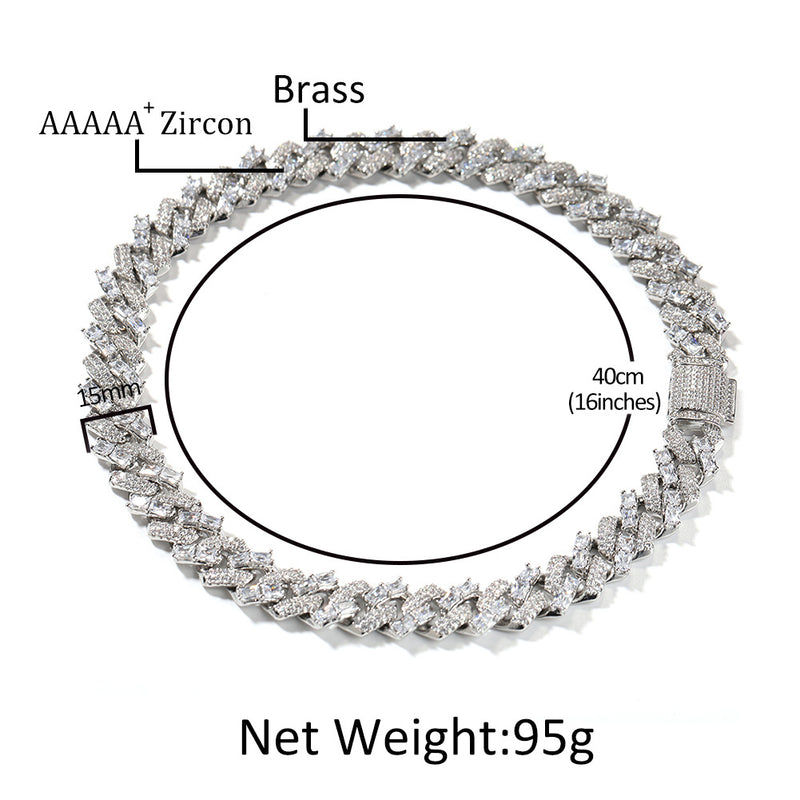 Chains 15mm Mixed 5A Zircon Personalized Cuban Chain Necklace Spectrum