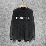 Purple Brand Distressed Long Sleeve Shirt Fashion Distressed Loose Long-sleeved Top