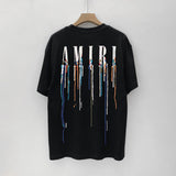 Amiri T Shirt Splash Ink Casual Hip Hop round Neck Short Sleeve T-shirt