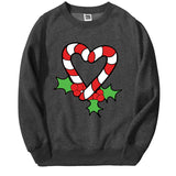Christmas Hoodies Candy Cane Heart Hip Hop Fleece Round
